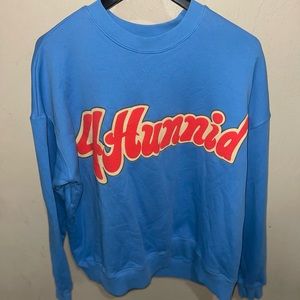 4HUNNID FLAVORS CREWNECK BABY BLUE. Size: Medium.  WORN ONCE